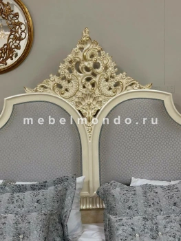 Кровать "Рафаэлло" 1.8 беж, изголовье - шелк, голубой (Софа-М)